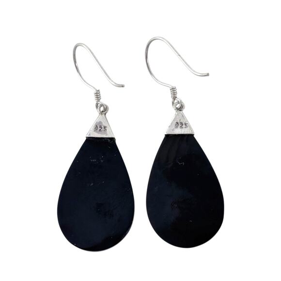 Estate Sterling Silver 925 Abalone Teardrop Earrings - Picture 4 of 7